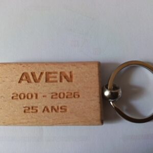 Porte clé 25 ans Aven bois
